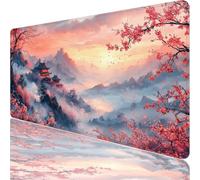 Large Gaming Mouse Mat 39.37 x 19.69 in, Mouse Pad with Stitched Edges, Red Mouse Mat with Non-Slip Rubber Base and Waterproof Surface, Comfortable Architecture Mouse Pad for Laser/Optical Mice XF-218