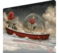 Large Gaming Mouse Mat 47.24 x 23.62 in, Mouse Pad with Stitched Edges, Beige Mouse Mat with Non-Slip Rubber Base and Waterproof Surface, Comfortable Boat Mouse Pad for Laser/Optical Mice XF-274