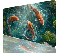 Large Gaming Mouse Mat 47.24 x 23.62 in, Mouse Pad with Stitched Edges, Green Mouse Mat with Non-Slip Rubber Base and Waterproof Surface, Comfortable Pond Mouse Pad for Laser/Optical Mice XF-200