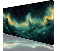 Large Gaming Mouse Mat 47.24 x 23.62 in, Mouse Pad with Stitched Edges, Green Mouse Mat with Non-Slip Rubber Base and Waterproof Surface, Comfortable Starry Sky Mouse Pad for Laser/Optical Mice XF-16