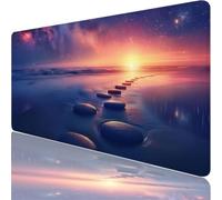 Large Gaming Mouse Mat 55.12 x 23.62 in, Mouse Pad with Stitched Edges, Blue Mouse Mat with Non-Slip Rubber Base and Waterproof Surface, Comfortable Stone Mouse Pad for Laser/Optical Mice XF-76