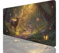 Large Gaming Mouse Mat 55.12 x 23.62 in, Mouse Pad with Stitched Edges, Green Mouse Mat with Non-Slip Rubber Base and Waterproof Surface, Comfortable Animal Mouse Pad for Laser/Optical Mice XF-266