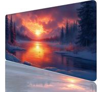 Large Gaming Mouse Mat 55.12 x 23.62 in, Mouse Pad with Stitched Edges, Orange Mouse Mat with Non-Slip Rubber Base and Waterproof Surface, Comfortable Winter Mouse Pad for Laser/Optical Mice XF-58