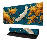 Large Gaming Mouse Mat 900x400 XXL Japanese Style Art Motif Water Resistant Mousepad Smooth Surface Anti Fray Stitched Edges Rubber Base for PC