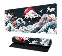 Large Gaming Mouse Mat 900x400 XXL Japanese Style Art Motif Water Resistant Mousepad Smooth Surface Anti Fray Stitched Edges Rubber Base for PC