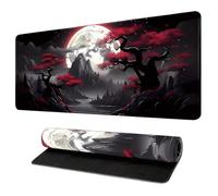 Large Gaming Mouse Mat 900x400 XXL Japanese Style Art Motif Water Resistant Mousepad Smooth Surface Anti Fray Stitched Edges Rubber Base for PC