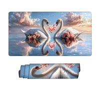 Large Gaming Mouse Mat Extended Gaming Mouse Pad XXL 1200 x 600 mm Long Desk Pad with Stitched Edges - Anti-Slip Rubber Base Waterproof Mousepad Office Desk Accessories for Men Gifts (Lake Swan) F-358