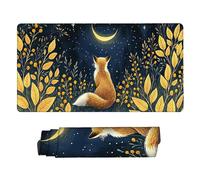 Large Gaming Mouse Mat Extended Gaming Mouse Pad XXL 700 x 300 mm Long Desk Pad with Stitched Edges - Anti-Slip Rubber Base Waterproof Mousepad Office Desk Accessories for Men Gifts (Moon Fox) F-1123