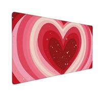 Large Gaming Mouse Mat, Extended Mouse Pad Smooth Surface Water Resist Keyboard, Precision and Speed, Anti-Slip Rubber Base Waterproof Cloth MousePads for Home Office 600x400x3mm Red Love Heart J-6363