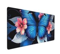 Large Gaming Mouse Mat, Extended Mouse Pad Smooth Surface Water Resist Keyboard, Precision and Speed,Anti-Slip Rubber Base Waterproof Cloth MousePads for Home Office 1000x400x3mm Blue Butterfly J-4518