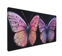 Large Gaming Mouse Mat, Extended Mouse Pad Smooth Surface Water Resist Keyboard,Precision and Speed,Anti-Slip Rubber Base Waterproof Cloth MousePads for Home Office 900x400x3mm Purple Butterfly J-5427