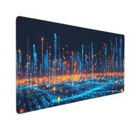 Large Gaming Mouse Mat, Extended Mouse Pad Smooth Surface Water Resist Keyboard, Precision and Speed, Anti-Slip Rubber Base Waterproof Cloth MousePads for Home Office 600x400x3mm Blue Light J-5635