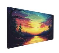 Large Gaming Mouse Mat, Extended Mouse Pad Smooth Surface Water Resist Keyboard, Precision and Speed, Anti-Slip Rubber Base Waterproof Cloth MousePads for Home Office 1200x400x3mm Night Sky J-4885