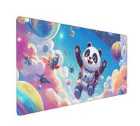 Large Gaming Mouse Mat, Extended Mouse Pad Smooth Surface Water Resist Keyboard, Precision and Speed, Anti-Slip Rubber Base Waterproof Cloth MousePads for Home Office 1000x400x3mm Cute Panda J-4448