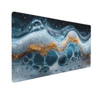 Large Gaming Mouse Mat, Extended Mouse Pad Smooth Surface Water Resist Keyboard, Precision and Speed, Anti-Slip Rubber Base Waterproof Cloth MousePads for Home Office 600x300x3mm Blue Bubbles J-5701
