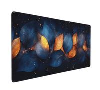 Large Gaming Mouse Mat, Extended Mouse Pad Smooth Surface Water Resist Keyboard, Precision and Speed, Anti-Slip Rubber Base Waterproof Cloth MousePads for Home Office 500x300x3mm Blue Leaves J-5658