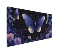 Large Gaming Mouse Mat, Extended Mouse Pad Smooth Surface Water Resist Keyboard, Precision and Speed, Anti-Slip Rubber Base Waterproof Cloth MousePads for Home Office 600x300x3mm Blue Butterfly J-3839