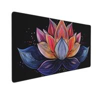 Large Gaming Mouse Mat, Extended Mouse Pad Smooth Surface Water Resist Keyboard, Precision and Speed, Anti-Slip Rubber Base Waterproof Cloth MousePads for Home Office 900x400x3mm Color Lotus J-6001