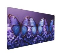 Large Gaming Mouse Mat, Extended Mouse Pad Smooth Surface Water Resist Keyboard, Precision and Speed, Anti-Slip Rubber Base Waterproof Cloth MousePads for Home Office 800x400x3mm Blue Butterfly J-6630