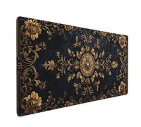 Large Gaming Mouse Mat, Extended Mouse Pad Smooth Surface Water Resist Keyboard, Precision and Speed, Anti-Slip Rubber Base Waterproof Cloth MousePads for Home Office 600x300x3mm Golden Flower J-3867