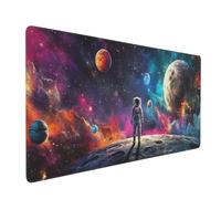 Large Gaming Mouse Mat, Extended Mouse Pad Soft Smooth Surface Water Resist Keyboard, Precision and Speed, Anti-Slip Rubber Base Waterproof Cloth MousePads for Home Office 600x400x3mm Astronaut J-7035