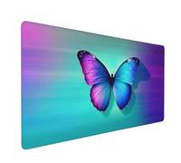 Large Gaming Mouse Mat,Extra Mouse Pad Smooth Surface Water Resist Keyboard,Precision Speed,Anti-Slip Rubber Base Waterproof Cloth MousePads for Home Office 1000x500x3mm Blue Purple Butterfly J-6704