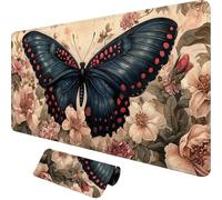 Large Gaming Mouse Pad 1000 x 500 x 3MM,Butterfly Mouse Mat with Anti-Slip Rubber Base,Waterproof Desk Mat Retro Pattern with Stitched Edge,Gaming Accessories for Lmprove Accuracy and Speed,o-1939