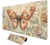 Large Gaming Mouse Pad 1000 x 500 x 3MM,Butterfly Mouse Mat with Anti-Slip Rubber Base,Waterproof Desk Mat Retro Pattern with Stitched Edge,Gaming Accessories for Lmprove Accuracy and Speed,o-1897
