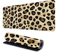 Large Gaming Mouse Pad 1000 x 500 x 3mm Leopard Print Extended Mouse Mat, Yellow Desk Mat, Mousepad Keyboard Mats for Desk, Mousemat with Non-Slip Base and Stitched Edge, for PC, Laptop, Keyboard r-13