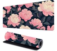 Large Gaming Mouse Pad 1000 x 500 x 3mm Pink Extended Mouse Mat, Flower Desk Mat, Mousepad Keyboard Mats for Desk, Mousemat with Non-Slip Base and Stitched Edge, for PC, Laptop, Keyboard, Desks r-89