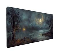 Large Gaming Mouse Pad 1200x600x3mm, Black Mouse Mat Night View Desk Mat with Anti-Slip Rubber Base and Stitched Edges Mousepad Waterproof Desk Accessories for Keyboard Home Office Gaming -ly2505BR