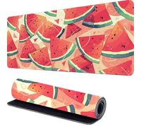 Large Gaming Mouse Pad 1400 x 600 x 3mm Watermelon Extended Mouse Mat, Red Desk Mat, Mousepad Keyboard Mats for Desk, Mousemat with Non-Slip Base and Stitched Edge, for PC, Laptop, Keyboard r-611