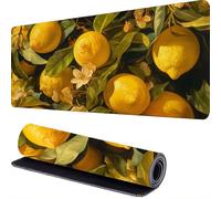Large Gaming Mouse Pad 1400 x 600 x 3mm Yellow Extended Mouse Mat, Lemon Desk Mat, Mousepad Keyboard Mats for Desk, Mousemat with Non-Slip Base and Stitched Edge, for PC, Laptop, Keyboard, Desks r-279