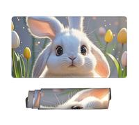 Large Gaming Mouse Pad 16x31.5in, Extended XXL Mouse Mat with Stitched Edges Non-Slip Long Desk Pad Easter Bunny Desk Mat for Keyboard Home Office Gaming Work