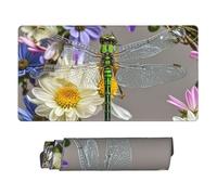 Large Gaming Mouse Pad 16x31.5in, Extended XXL Mouse Mat with Stitched Edges Non-Slip Long Desk Pad Image of Dragonfly in Wreath Desk Mat for Keyboard Home Office Gaming Work