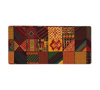 Large Gaming Mouse Pad 16x35.5in, Extended XXL Mouse Mat with Stitched Edges Non-Slip Long Desk Pad African Style Patchwork Desk Mat for Keyboard Home Office Gaming Work