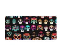 Large Gaming Mouse Pad 16x35.5in, Extended XXL Mouse Mat with Stitched Edges Non-Slip Long Desk Pad Mexican Colourful Skull Desk Mat for Keyboard Home Office Gaming Work