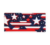 Large Gaming Mouse Pad 16x35.5in, Extended XXL Mouse Mat with Stitched Edges Non-Slip Long Desk Pad Patriotic Stars Strips Independence Day Print Desk Mat for Keyboard Home Office Gaming Work
