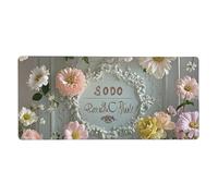 Large Gaming Mouse Pad 16x35.5in, Extended XXL Mouse Mat with Stitched Edges Non-Slip Long Desk Pad Shabby Chic Flowers (2) Desk Mat for Keyboard Home Office Gaming Work