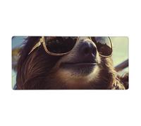 Large Gaming Mouse Pad 16x35.5in, Non-Slip Extended XXL Mouse Mat Long Desk Pad with Stitched Edges for Keyboard Home Office Gaming Work Sloth with Sunglasses Big Desk Pad