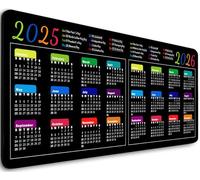 Large Gaming Mouse Pad 2025-2026 2 Year Calendar with Holidays Modern Black Business Mousepad for Desktop Work, Game, Office(31.5 x 11.8 Inch)