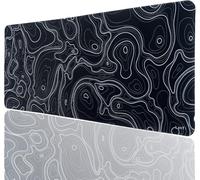 Large Gaming Mouse Pad, 27.6"x11.8" Extended Keyboard Mouse Mat with Stitched Edges, Non-Slip Rubber Base, Waterproof Desk Pad for PC, Office and Gaming Use, 70x30 TopoBlack02