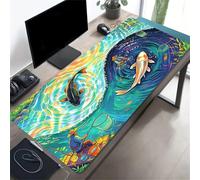Large Gaming Mouse Pad 31.5x15.7x0.08 inch - XXL Extended Mouse Mat Colorful Fish Swirl River, Smooth Surface Mousepad with Non-Slip Rubber Base & Durable Stitched Edges for Home Office Desk Decor