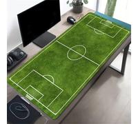 Large Gaming Mouse Pad 31.5x15.7x0.08 inch - XXL Extended Mouse Mat Green Football Field, Smooth Surface Mousepad with Non-Slip Rubber Base & Durable Stitched Edges for Home Office Desk Decor