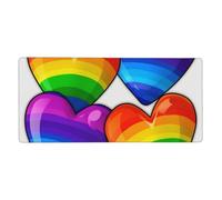 Large Gaming Mouse Pad 35.4 X 15.7 Inch, Rainbow Colored Gay Pride Hearts Desk Mat XXL, Stitched Edge Anti-Slip Mouse Mat Extended Keyboard Pad Waterproof Computer Mousepad for Work Office Home