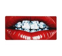 Large Gaming Mouse Pad 35.4 X 15.7 Inch, Red Lips with Diamond Desk Mat XXL, Stitched Edge Anti-Slip Mouse Mat Extended Keyboard Pad Waterproof Computer Mousepad for Work Office Home