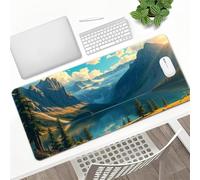 Large Gaming Mouse Pad 35.4x11.8x0.12 inch - XXL Extended Mouse Mat Mountains Lakes Trees, Smooth Surface Mousepad with Non-Slip Rubber Base & Durable Stitched Edges for Home Office Desk Decor