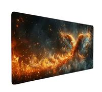 Large Gaming Mouse Pad 36x12x0.12inch, Black Mouse Mat Phoenix Desk Mat with Anti-Slip Rubber Base and Stitched Edges Mousepad Waterproof Desk Accessories for Keyboard Home Office Gaming -ly2505M5