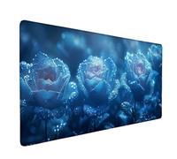 Large Gaming Mouse Pad 36x12x0.12inch, Blue Mouse Mat Rose Desk Mat with Anti-Slip Rubber Base and Stitched Edges Mousepad Waterproof Desk Accessories for Keyboard Home Office Gaming, Gifts -ly250579