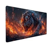 Large Gaming Mouse Pad 36x12x0.12inch, Red Mouse Mat Tiger Desk Mat with Anti-Slip Rubber Base and Stitched Edges Mousepad Waterproof Desk Accessories for Keyboard Home Office Gaming, Gifts -ly25058B